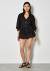 Embroidered Daisies Lace Blouse, Black, large