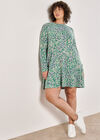 Curve Batik Leaf Soft Knit Mini Dress, Grey, large