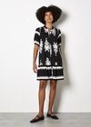 Baroque Print Shirt Mini Dress, Black, large