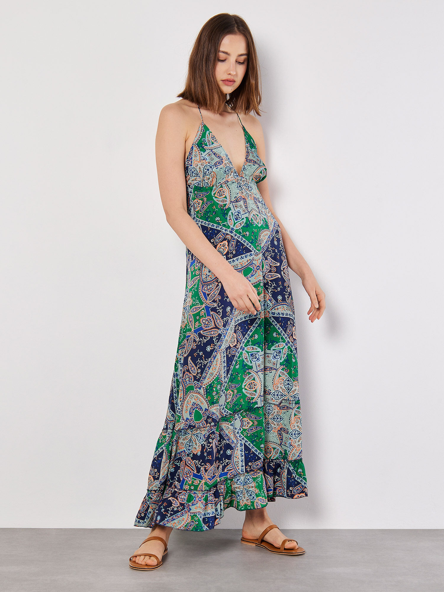 Scarf print maxi dress hot sale