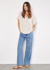 Textured Cotton Pleat Front Top, Stone, large