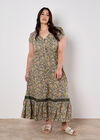 Ditsy Floral Maxi Dress, Khaki, large