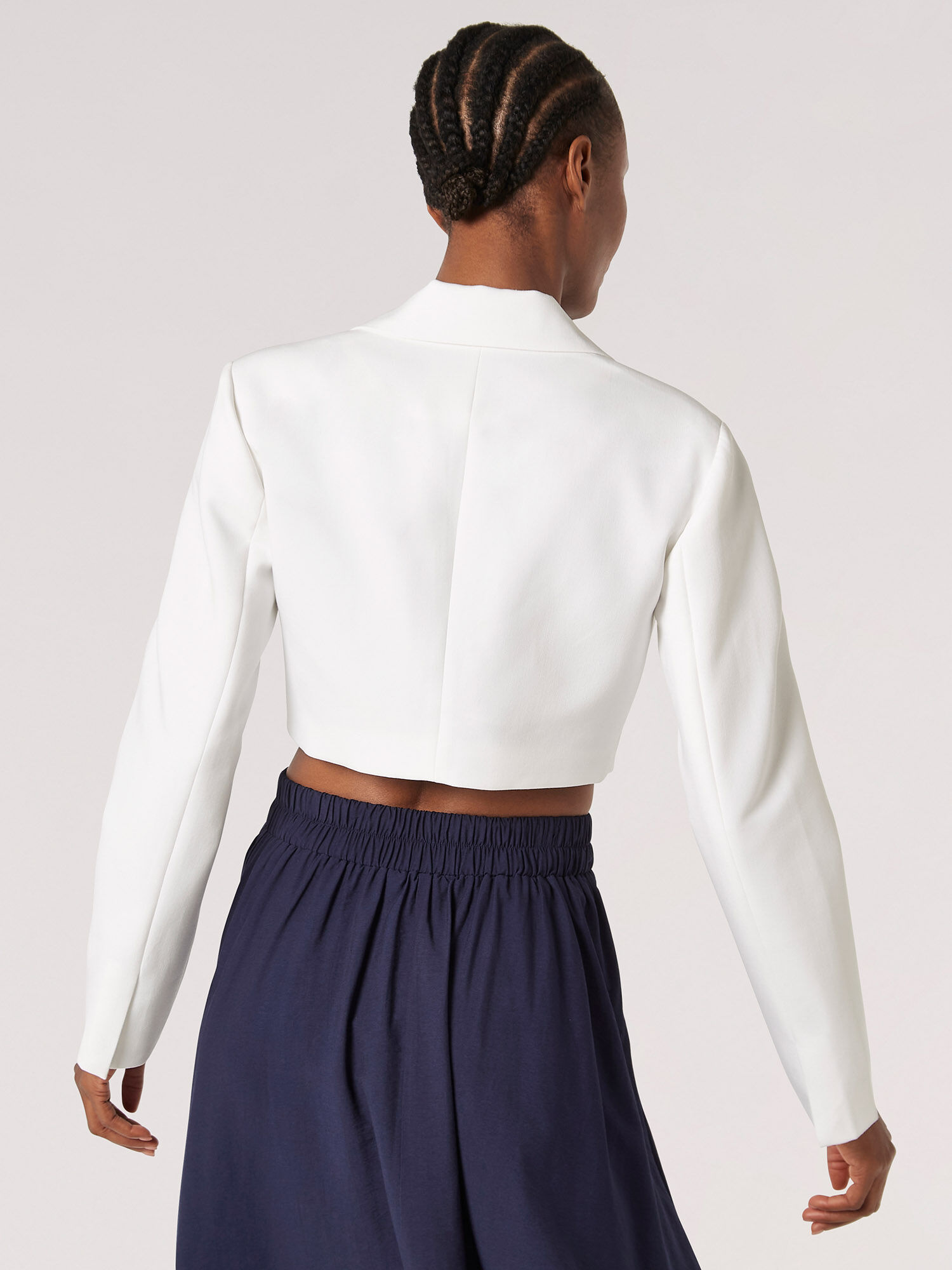 White cropped blazer fitted shop