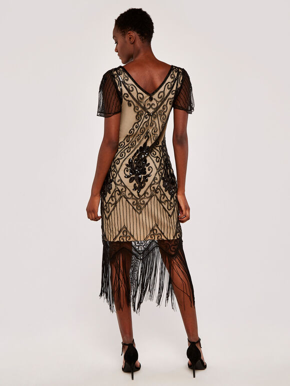 Embellished Tassel Dress, Stone, large