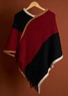Colour Block Asymmetric Poncho, Black, large
