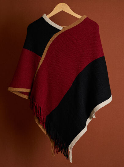 Colour Block Asymmetric Poncho