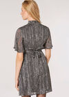Irregular Spot Chiffon Mini Dress, Black, large