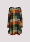 Colourful Patchwork Check Swing Mini Dress, Blue, large