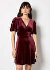 Empire Waist Velvet Mini Dress, Burgundy, large