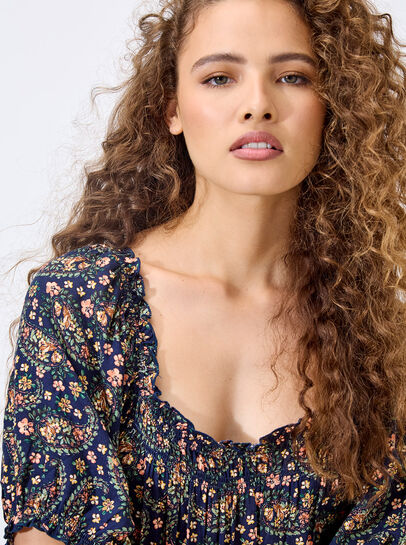 Floral Paisley Milkmaid Maxi Dress