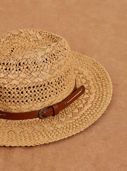 Raffia Straw Fedora Hat