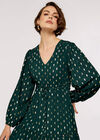 Foil Luminous Midi Dress, Green, large
