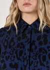 Cheetah Print Oversized Shirt Mini Dress, Navy, large