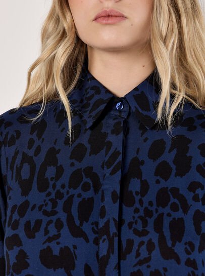 Cheetah Print Oversized Shirt Mini Dress