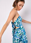 Floral Ikat Palazzo Jumpsuit, Blue, large