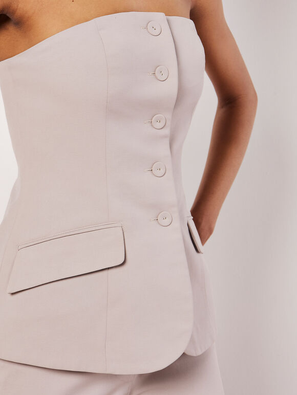 Tailored Bandeau Waistcoat, Stone, large