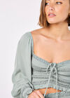 Smocked Crop Top, Mint, large