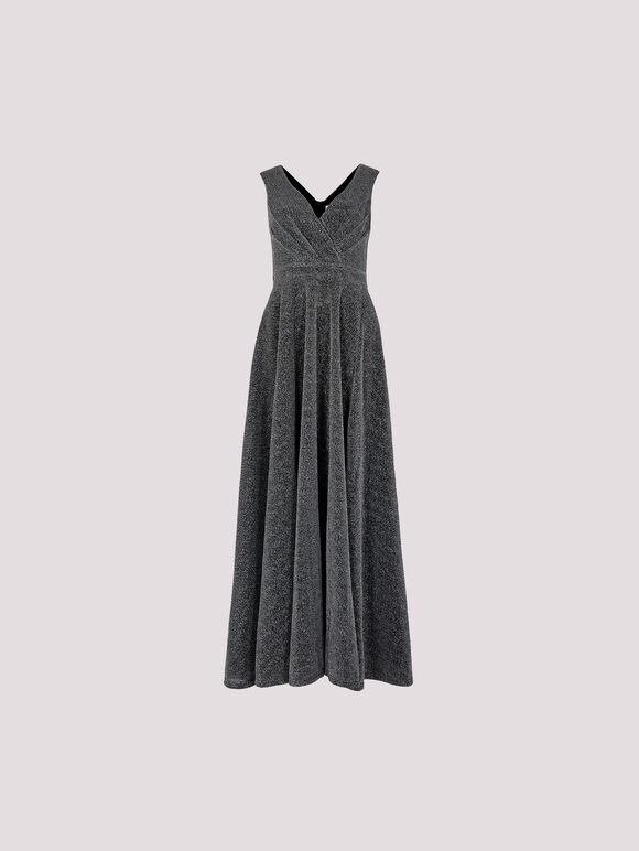 Shimmer Wrap Maxi Dress, Light Grey / Silver, large