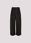 Wide Leg Cotton Cargo Trousers, Black, large