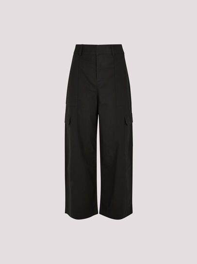 Wide Leg Cotton Cargo Trousers