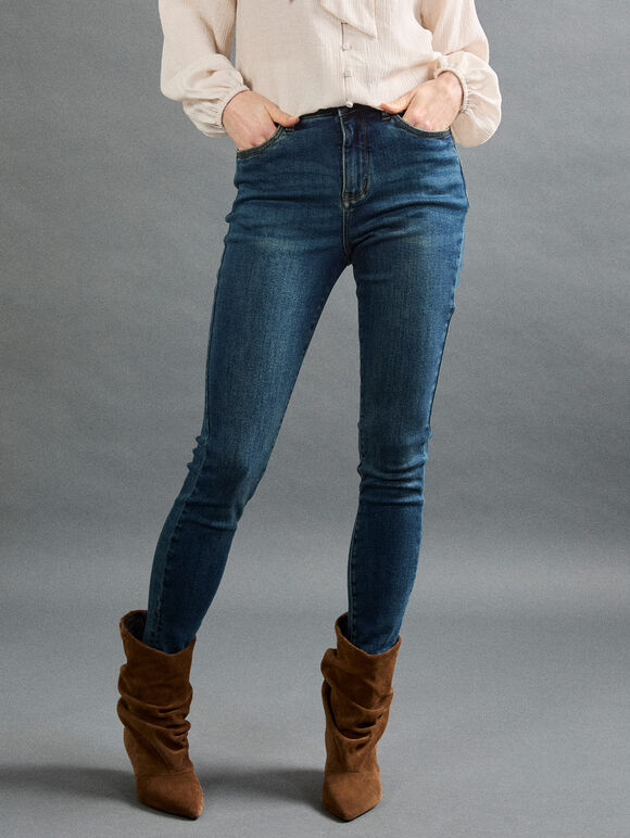 Sadie Green Wash Skinny-Fit Jeans, Green, large