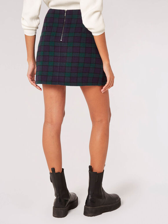 Plaid Mini Skirt, Navy, large