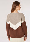 Chunky Chevron Block Jumper, Cream, large