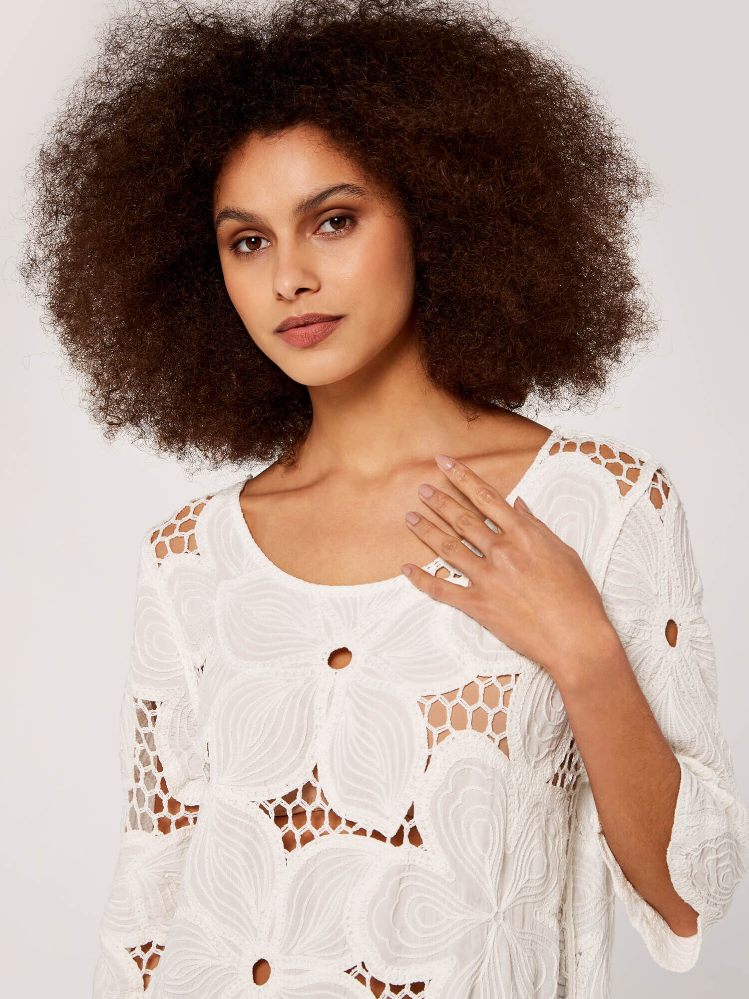 Cream crochet 2024 top