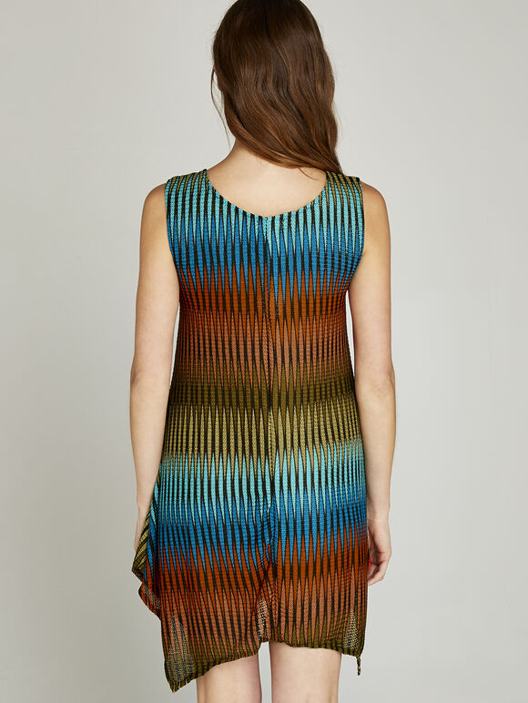 Orange Mesh Wooden Tunic, Orange, large