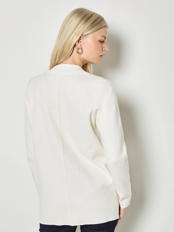 Rib Knitted Blazer, Cream, large