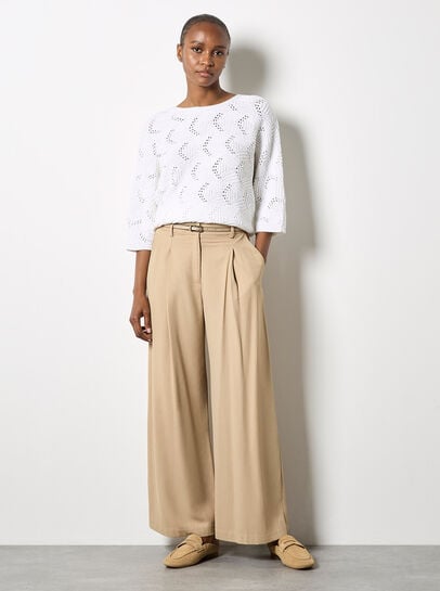 Textured Pointelle Batwing Jumper