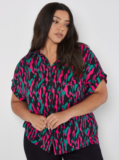 Curve Brushstroke Camo Blouse