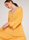 Micro Ditsy Bell Sleeve Dress, Mustard, large