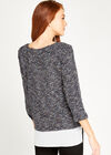 Navy Multi Fleck Chiffon Underlay Top, Navy, large