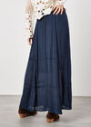 Slub Shimmer Maxi Skirt, Navy, large
