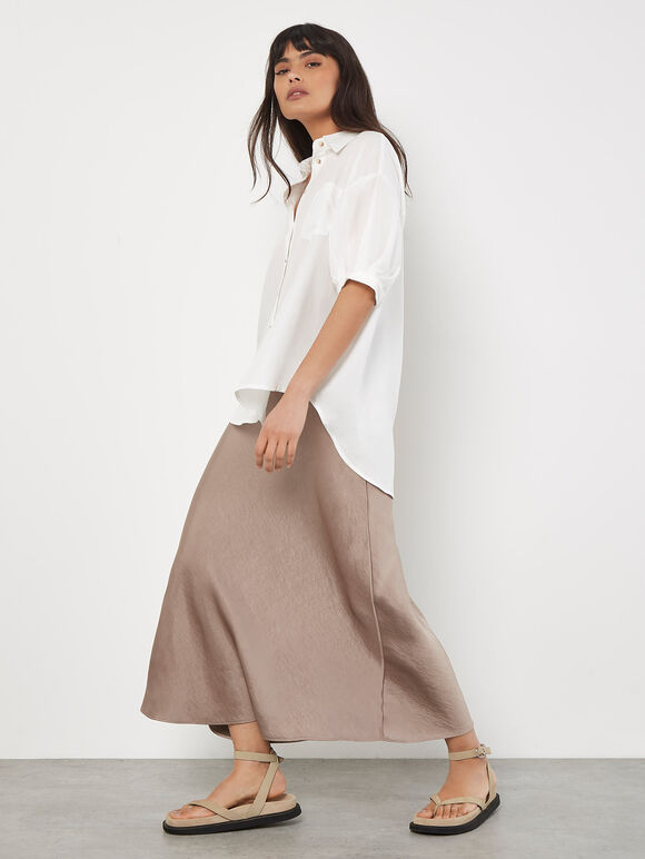 Oversized Slub Shirt, Cream, large