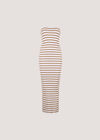 Stripe Ribbed Knitted Bandeau Dress, White, large