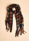 Gingham Check Soft Scarf, Blue, large