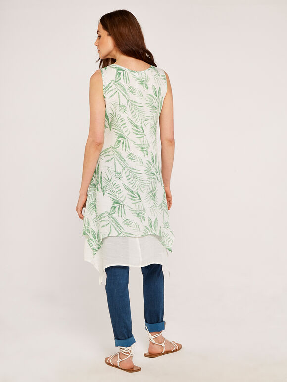 Leaf Print Panel Tunic, Cream, large