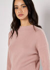 Blanket Stitch Ribbed Jumper, Pink, large
