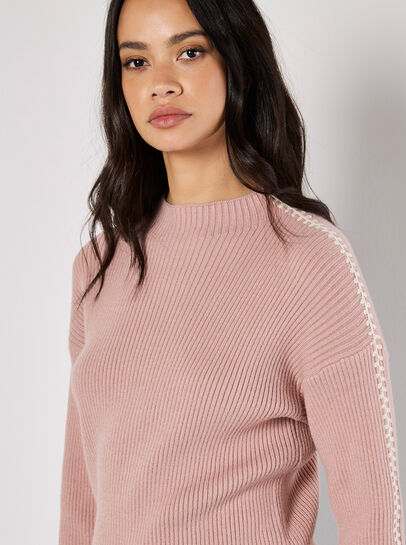 Blanket Stitch Ribbed Jumper