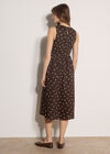 Polka Dot A-Line Cotton Midi Dress, Brown, large