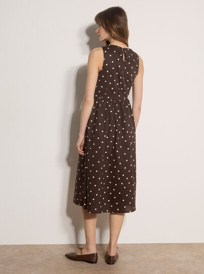 Polka Dot A-Line Cotton Midi Dress