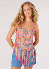 Multi-Coloured Crochet Fringe Camisole Top, Assorted, large