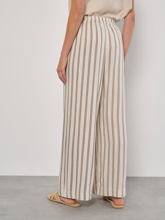 Stripe Wide Leg Trousers, Stone, large