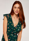 Botanical Wrap Midi Dress, Green, large