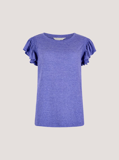 Soft Slub Ruffle Sleeve T-Shirt