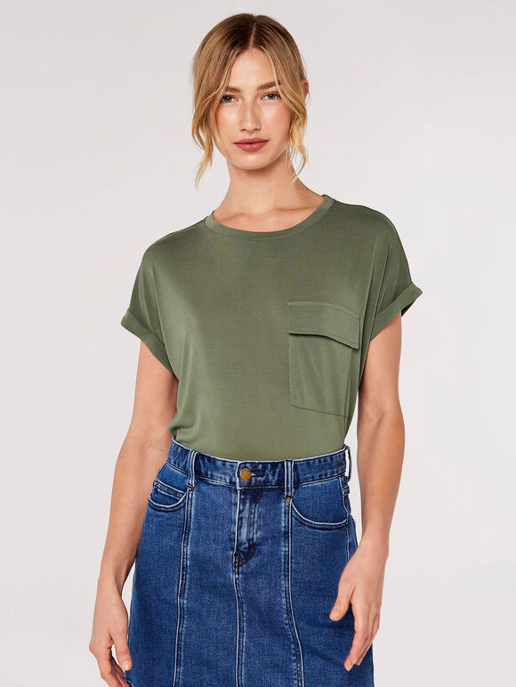 Turn Up Tee, Khaki, large