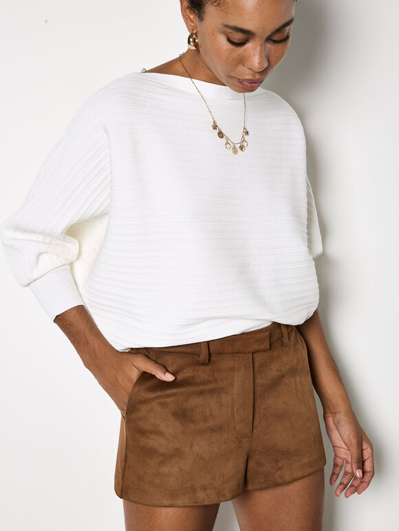 Suede Lined Micro Shorts, Brown, large