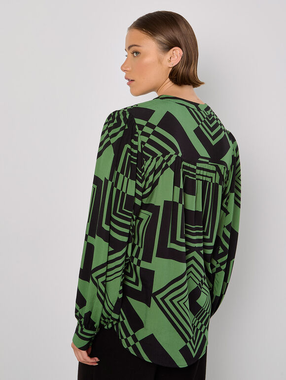 Geo Squares Shirt, Green, large